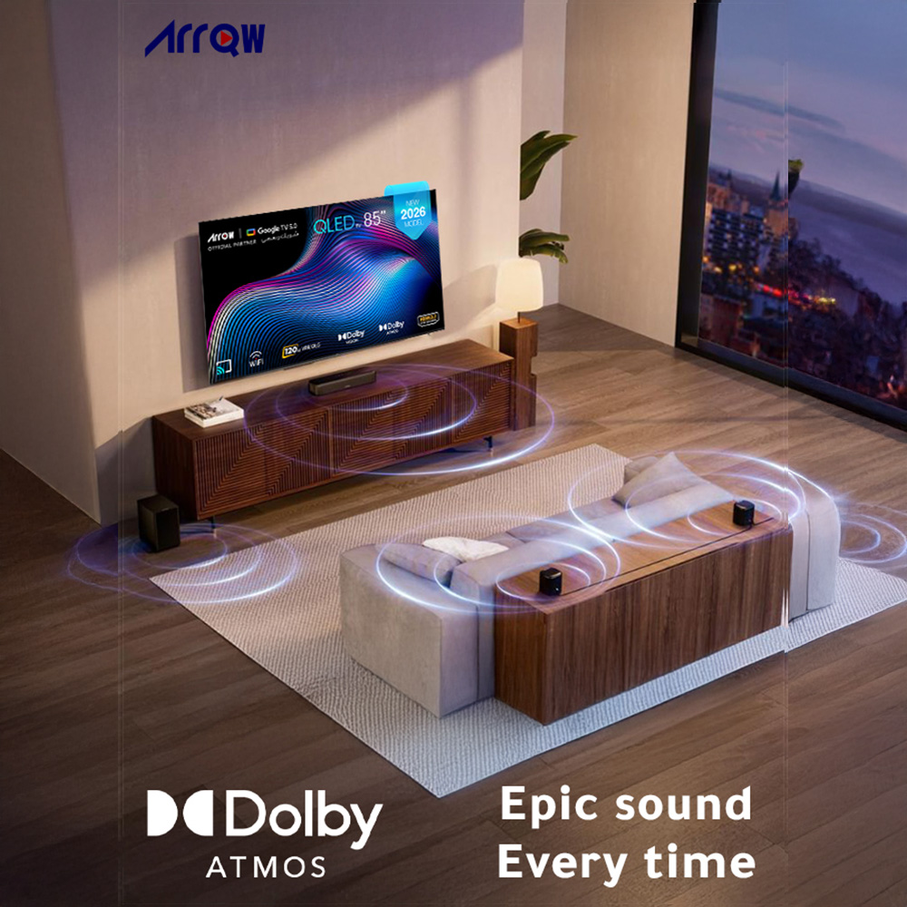 ARRQW 85 INCH QLED 4K GOOGLE TV 5.0, DOLBY VISION/ATMOS, DLG 120HZ, TV RO-85LCQ120
