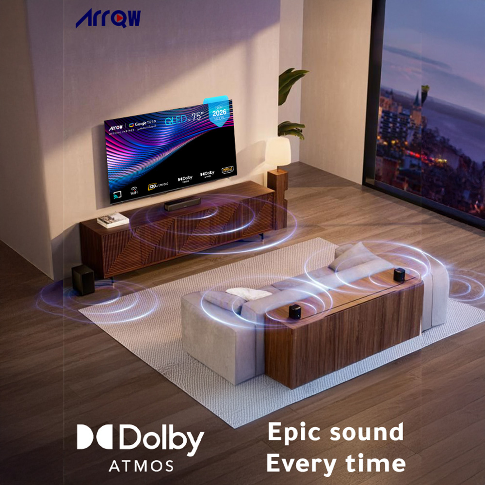 ARRQW 75 INCH QLED 4K GOOGLE TV 5.0, DOLBY VISION/ATMOS, DLG 120HZ, TV RO-75LCQ120