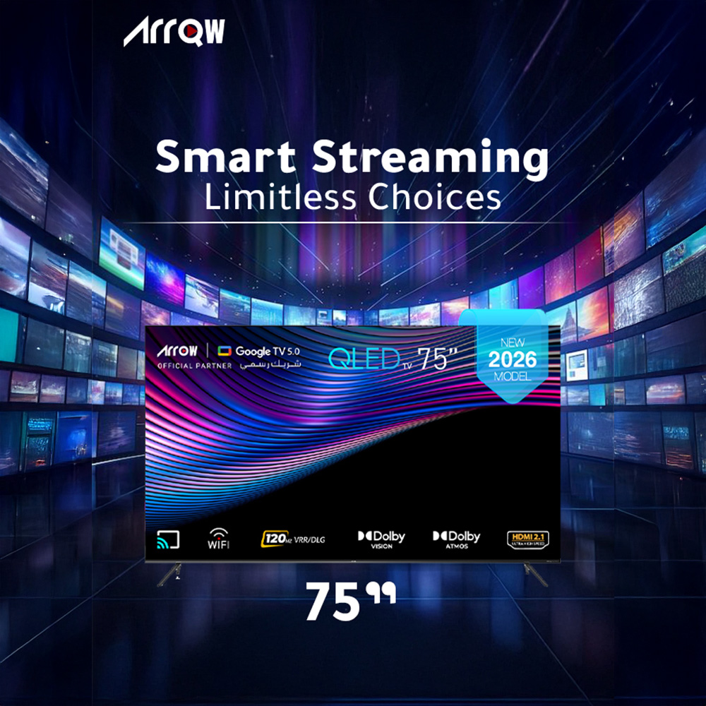 ARRQW 75 INCH QLED 4K GOOGLE TV 5.0, DOLBY VISION/ATMOS, DLG 120HZ, TV RO-75LCQ120