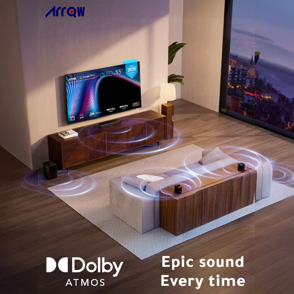 ARRQW 55 INCH QLED 4K GOOGLE TV 5.0, DOLBY VISION/ATMOS, DLG 120HZ, TV RO-55LCQ120