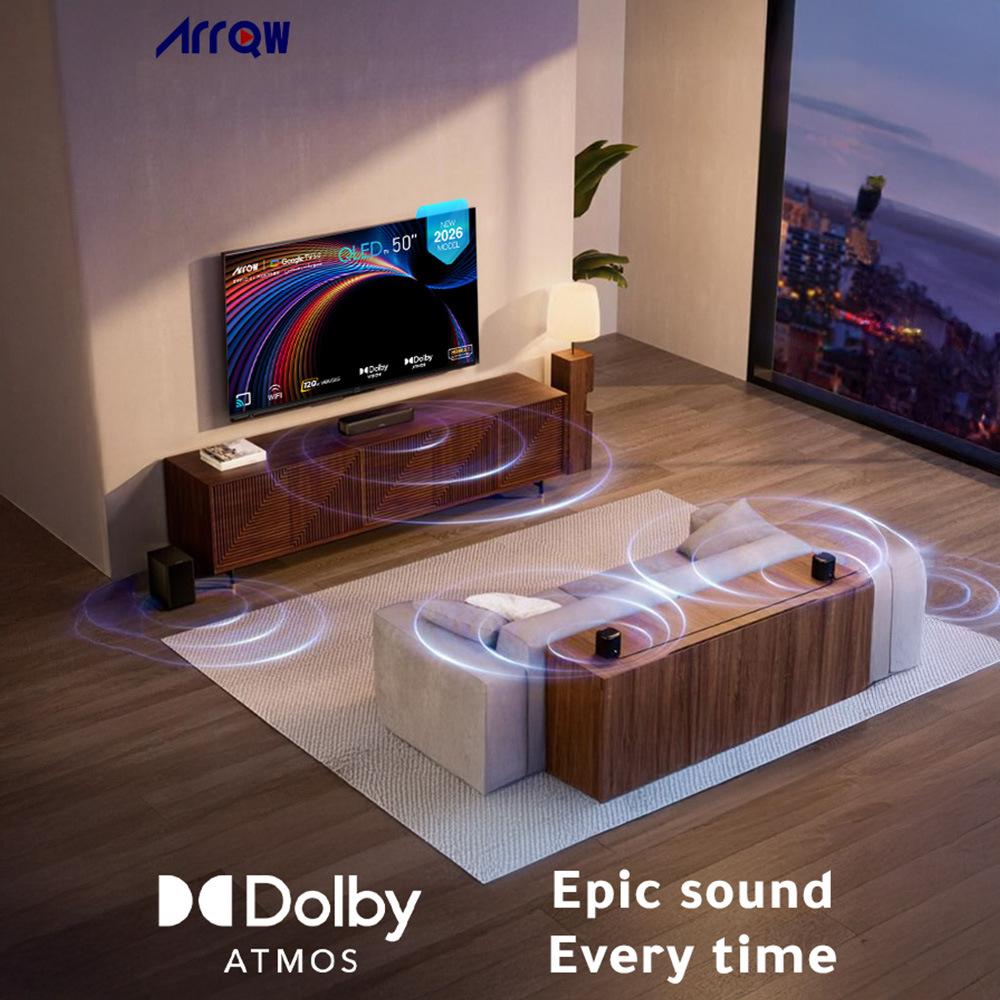 ARRQW 50 INCH QLED 4K GOOGLE TV 5.0, DOLBY VISION/ATMOS, DLG 120HZ, TV RO-50LCQ120
